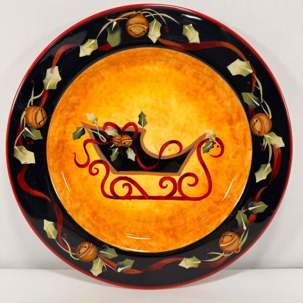 Christmas Dessert Plate Certified International Judy Westegaard Winter Sleigh